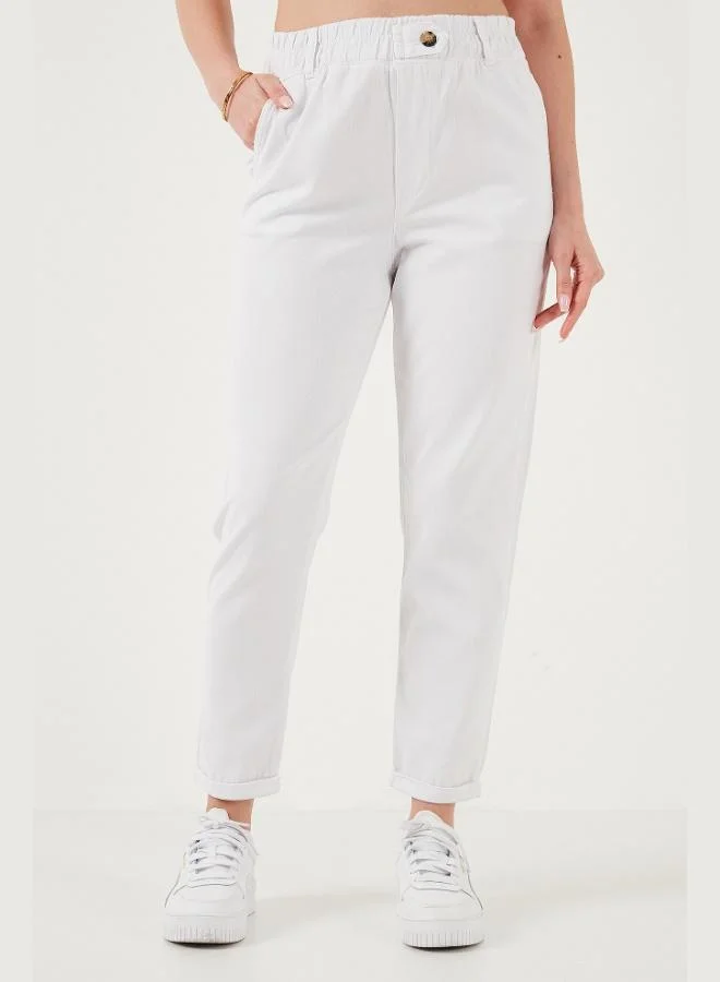 ليلا Lela Cotton Standard Fit High Waist Straight Leg Trousers Women's Pants 668YP4924